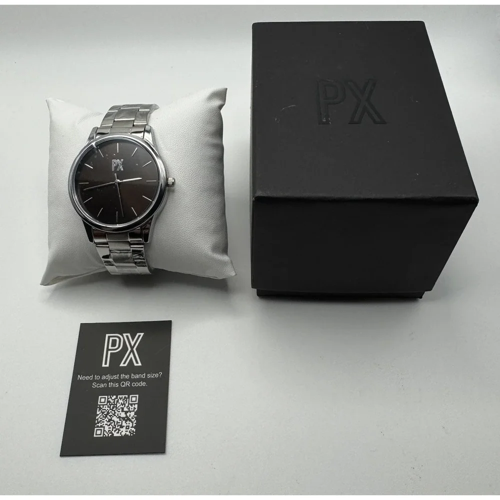 PX‎ Watch Silver Tone Bracelet With Brown Face Model 9WA9001M